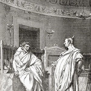 Roman augurs. An augur was a priest and official in ancient Rome who interpreted omens by observing the behaviour of birds. Cassells Illustrated Universal History, published 1883. From Cassells Illustrated Universal History, published 1883