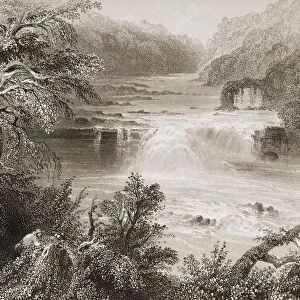Salmon Leap At Leixlip, County Kildare, Ireland. Drawn By W. H. Bartlett, Engraved By G. K. Richardson. From "The Scenery And Antiquities Of Ireland"By N. P. Willis And J. Stirling Coyne. Illustrated From Drawings By W. H. Bartlett. Published London C. 1841