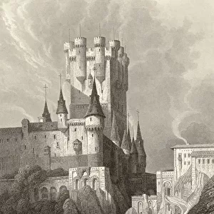 Segovia, Spain. Alcazar Before 1862 Fire. From A 19Th Century Print