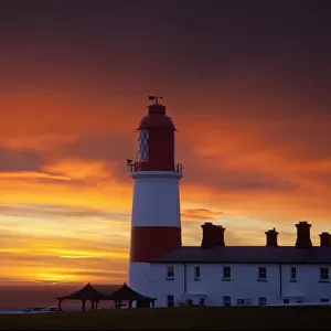 Souter Lighthouse at Sunset; Whitburn, Tyne And Wear, England