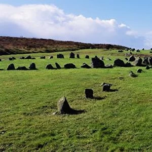 Standing Stones On A Landscape, Beaghmore Stone Circle, Cookstown, County Tyrone, Northern Ireland