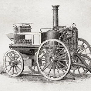 Steam fire engine. From The National Encyclopaedia: A Dictionary of Universal Knowledge, published c. 1890; Illustration