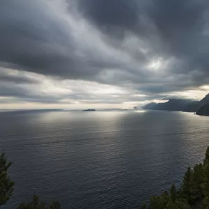 Storm Clouds Over The Mediterranean Along The Amalfi Coast; Praiano, Campania, Italy