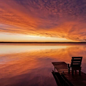 Sunset over a lake, Meadow Lake Provincial Park, Saskatchewan, Canada