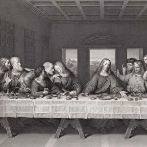 The Last Supper. After a 19th century engraving by Raphael Morghen from the fresco by Leonardo da Vinci