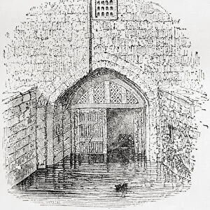 The Traitors Gate, Tower of London, London, England, seen here in the 19th century. This gate was an entrance through which many prisoners of the Tudors arrived at the Tower of London, it was built by Edward I and replaced the Bloody Tower as the castles water-gate. From Picturesque England, Its Landmarks and Historic Haunts, published 1891