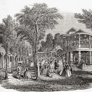 Vauxhall Gardens, Kennington, London, England in the 18th century. From Old England: A Pictorial Museum, published 1847