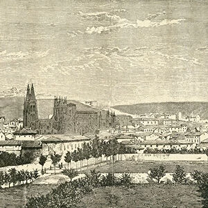 View Of Burgos, Spain In The 19Th Century. From El Museo Popular Published Madrid, 1889