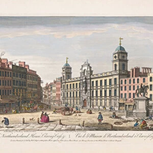 A view of Northumberland House, Charing Cross, 18th century. From an engraving dated 1753 by Thomas Bowles after a work by Canaletto. Later colourization
