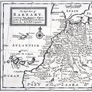 The West Part Of Barbary Containing Fez Marocco Algier And Part Of Biledulgerid The Canary Islands Etc. Map From Circa 1720 By Hermann Moll