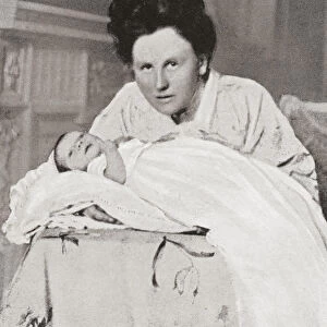 Wilhelmina Of The Netherlands With Her Newly Born Daughter Princess Juliana. Wilhelmina Helena Pauline Maria, 1880 A