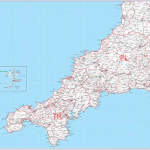 Postcode Sector Map sheet 1 Cornwall and Scilly Isles