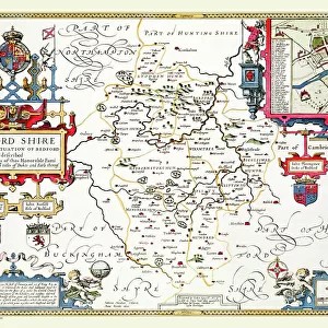 Old County Map of Bedfordshire 1611 by John Speed
