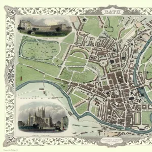 Old Map of Bath 1851 by John Tallis