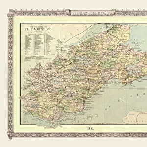 Old Map of the Counties of Fife and Kinross from the Philips Handy Atlas of 1882