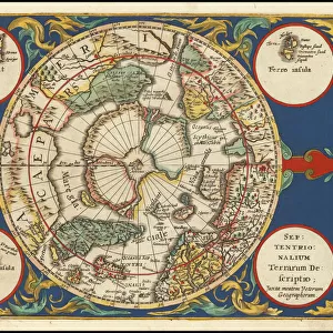 Old Map of The North Pole "Septentrionalium Terrarum descriptio"originally Published by Johannes Cloppenburg 1632