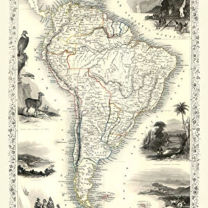Old Map of South America 1851 by John Tallis