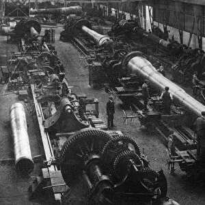 15 Naval guns having the rifling milled into the barrels at The Royal Ordnance Works