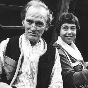 Actor Gordon Jackson with actress Patsy Byrne 1976 in theatre play Noah