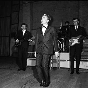 Adam Faith actor / singer performing in front of his group August 1962