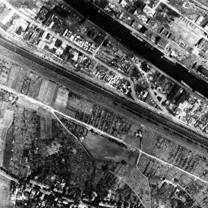 Aerial reconnaissance photographs showing bomb damage taken since the attack on Osnabruck