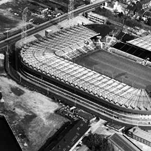 Aerial view of Old Trafford Stadium, home of Manchester United. 10th July 1984