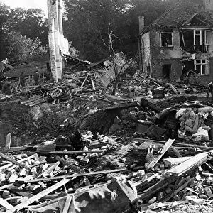The aftermath of a V2 explosion at Stavely Road, Chiswick. 9th September 1944