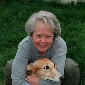 Annette Crosbie Actress April 98 With one of her greyhound dogs A©Mirrorpix