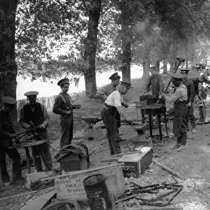 Army Service Corps working in France Working Forge during World War One. 1914
