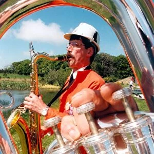 Bandsman Einar Torsvik from Norway with Pegswood Brass Band on June 1, 1997