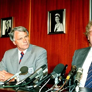 Bobby Robson England Manager at news press conference with Graham Kelly Chairman of