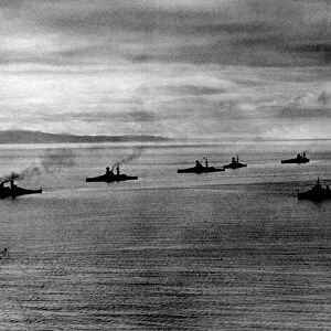 British fleet at Invergordon in Scotland, conisting of Battleships HMS Rodney