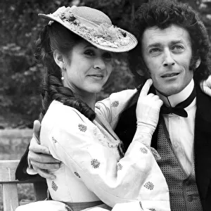 CARRIE FISHER (1956-2016) Robert Powell with Carrie Fisher in costume filming