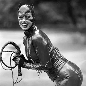 Catwoman model Tina Shaw displays her charms in the latest latex catsuit look