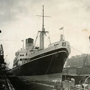 Ceramic ship pictured in Govan dry dock April 1952