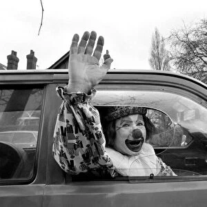 Child Entertainer: Mr. Blower the clown seen here in his car. March 1981 PM 81-01186-003