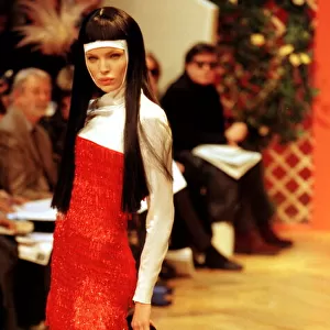 Clothing France Paris Fashion week 1999 Model wearing Givenchy clothes walking