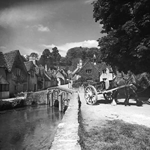 A country scene in Castle Combe, Wiltshire, 1943 A man