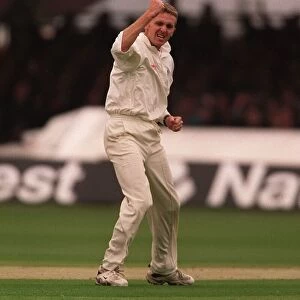 Dominic Cork of England celebrates wicket June 1998 During the England v South