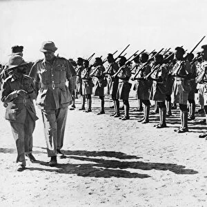 The Emperor of Abysinnia, Haile Selassie, inspects a battalion before they depart