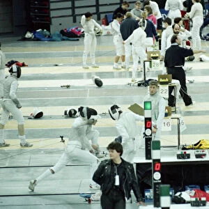 Fencing at the National Indoor Arena. Birmingham, West Midlands. 18th April 1992