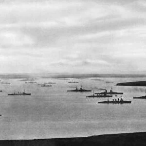 The German High Sea Fleet seen here anchored in Scapa Flow 28th November 1918 after
