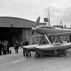 The Gloster Napier powered Supermarine S6 being towed out at Cowes for the 1929 Schneider