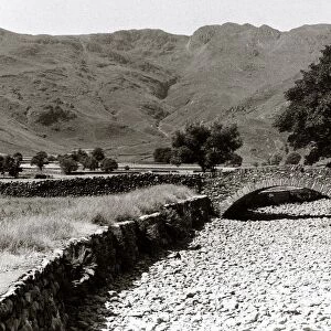 Great Langdale Beck runs empty during the long drought in the summer of 1976 in the Lake