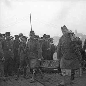 Highland regiments of the British Expeditionary Force seen here on the dockside at