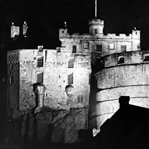 Historical Buildings Edinburgh Castle illuminated at night