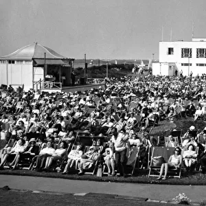 Holidaymakers at Southport Floral Hall garden. Circa 1971