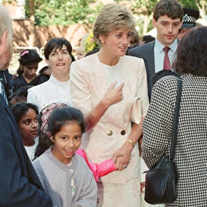 HRH The Princess of Wales, Princess Diana, tours the Guinness Estate in Mansell Street