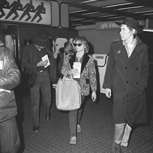 Johnny Rotten of the Sex Pistols January 1978 leaving Heathrow Airport for Miami