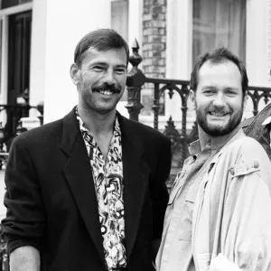 Kenny Everett, Comedian, with boyfriends, Nikolai Grishanovich (left